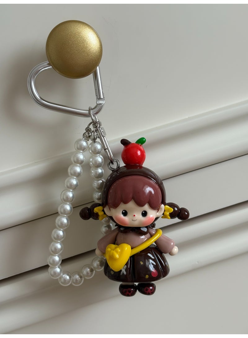 Handcrafted Ceramic Doll Keychain | Pearl Chain Bag Charm - Image 2